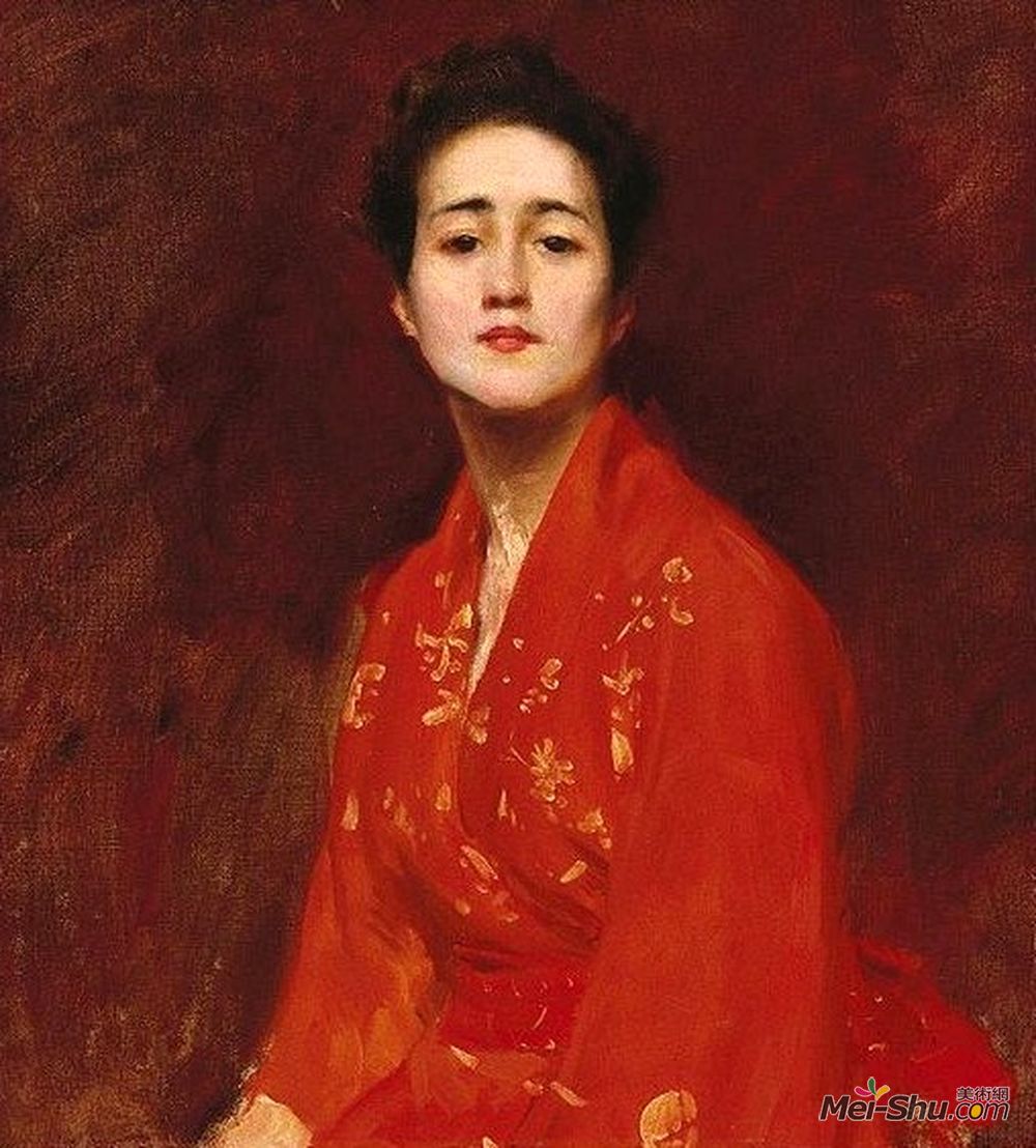 威廉·梅里特·切斯(William Merritt Chase)高清作品《一个日本女孩的研究》