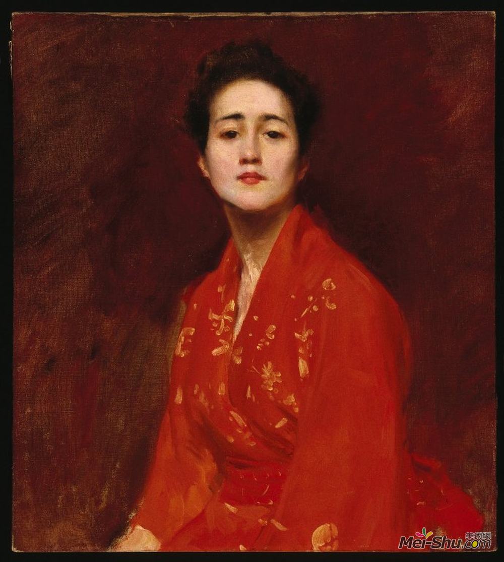 威廉·梅里特·切斯(William Merritt Chase)高清作品《日本服饰女孩研究》