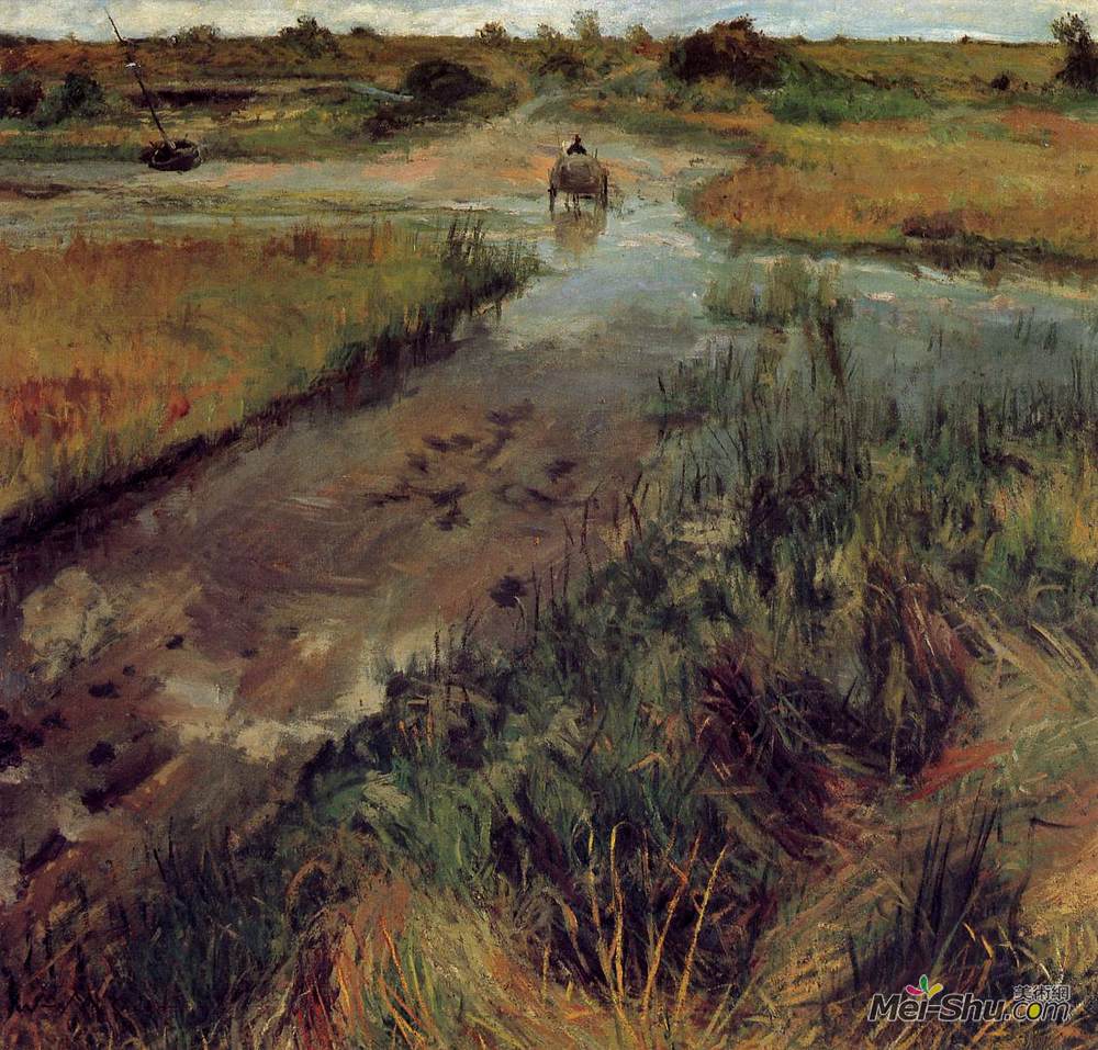 威廉·梅里特·切斯(William Merritt Chase)高清作品《Swollen Stream at Shinnecock》