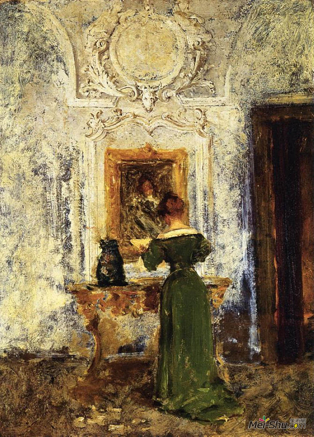 威廉·梅里特·切斯(William Merritt Chase)高清作品《绿岛妇女》
