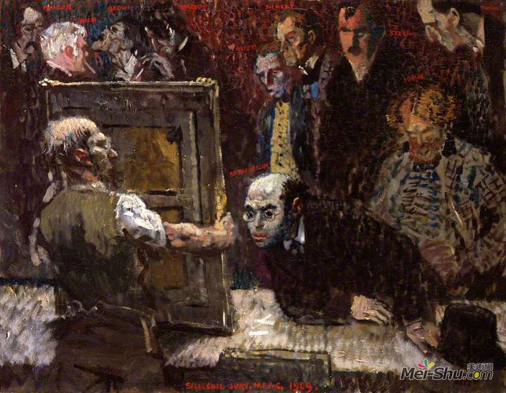 威廉·奥宾(William Orpen)高清作品《新英格兰艺术俱乐部评选委员会》