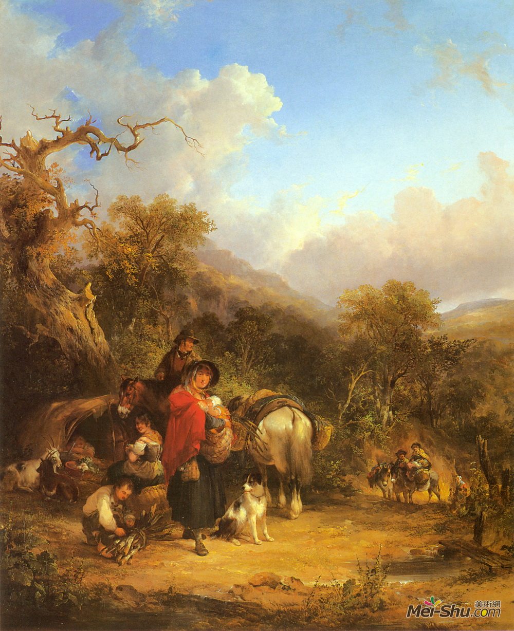 威廉·沙耶(William Shayer)高清作品《路边休息》