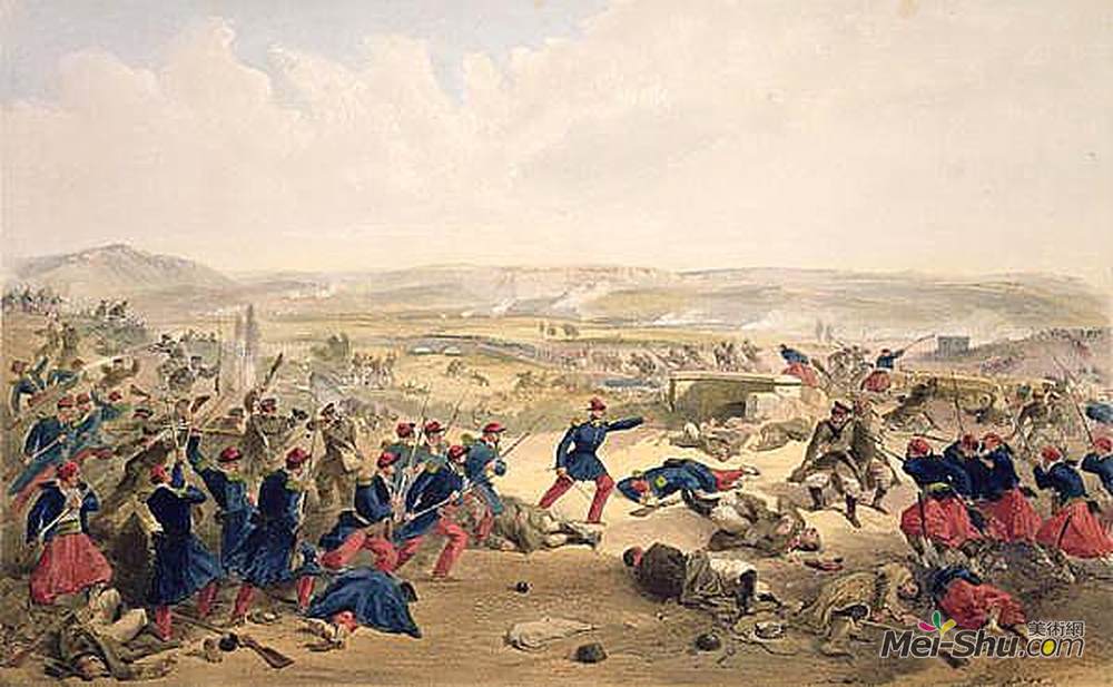 威廉·辛普森(William Simpson)高清作品《切尔纳亚战役，8月16日1855》