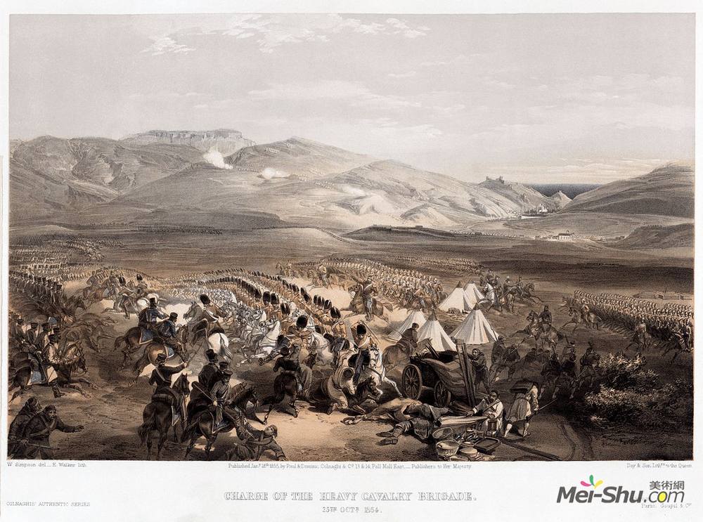 威廉·辛普森(William Simpson)高清作品《重型骑兵旅的充电，第二十五号1854》