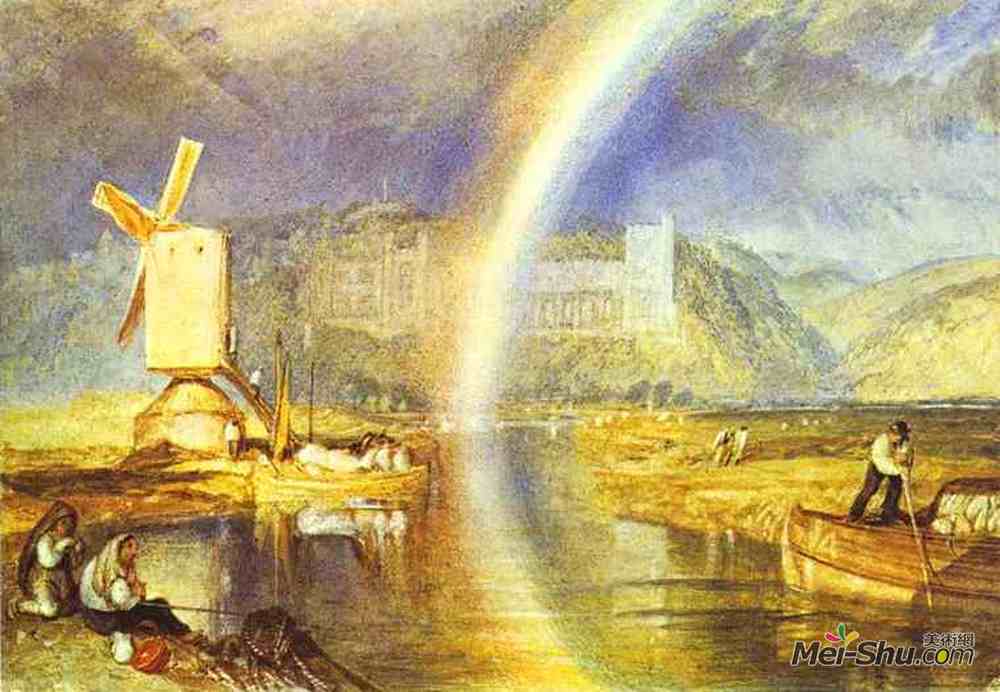 约瑟夫·马洛德·威廉·透纳(J.M.W. Turner)高清作品《阿伦德尔城堡，与彩虹》