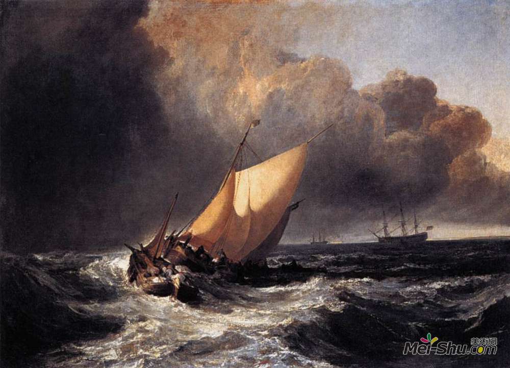 约瑟夫·马洛德·威廉·透纳(J.M.W. Turner)高清作品《大风中的荷兰船》
