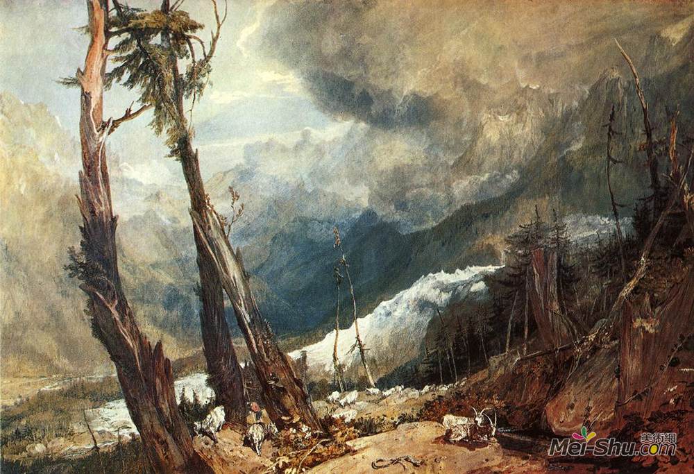 约瑟夫·马洛德·威廉·透纳(J.M.W. Turner)高清作品《Glacier and Source of the Arveron, Going Up to the Mer de Gl》