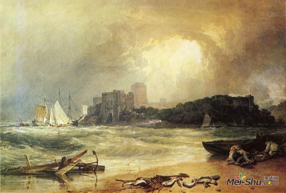 约瑟夫·马洛德·威廉·透纳(J.M.W. Turner)高清作品《南威尔士彭布罗克凯尔特，雷雨逼近》