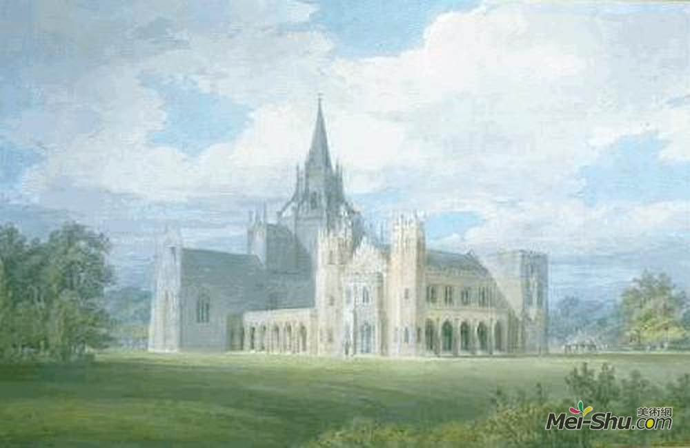 约瑟夫·马洛德·威廉·透纳(J.M.W. Turner)高清作品《Perspective View of Fonthill Abbey from the South West》