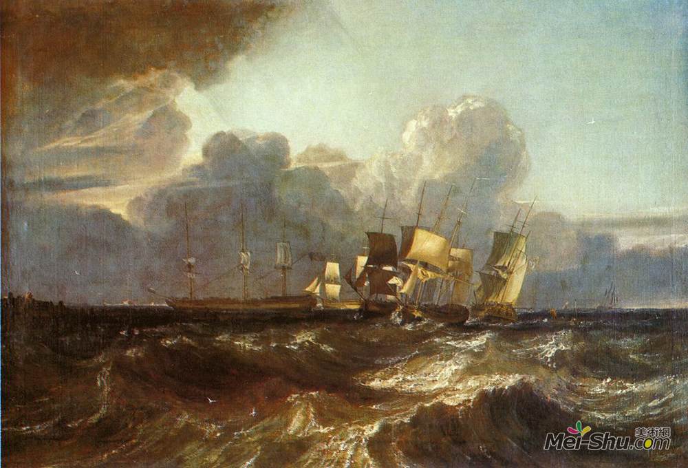 约瑟夫·马洛德·威廉·透纳(J.M.W. Turner)高清作品《Ships Bearing up for Anchorage ('The Egremont Sea Pi》