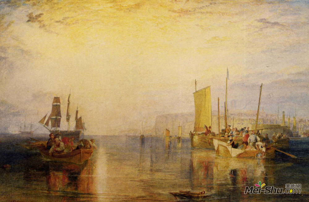 约瑟夫·马洛德·威廉·透纳(J.M.W. Turner)高清作品《日出，马盖特鳕鱼捕鱼》