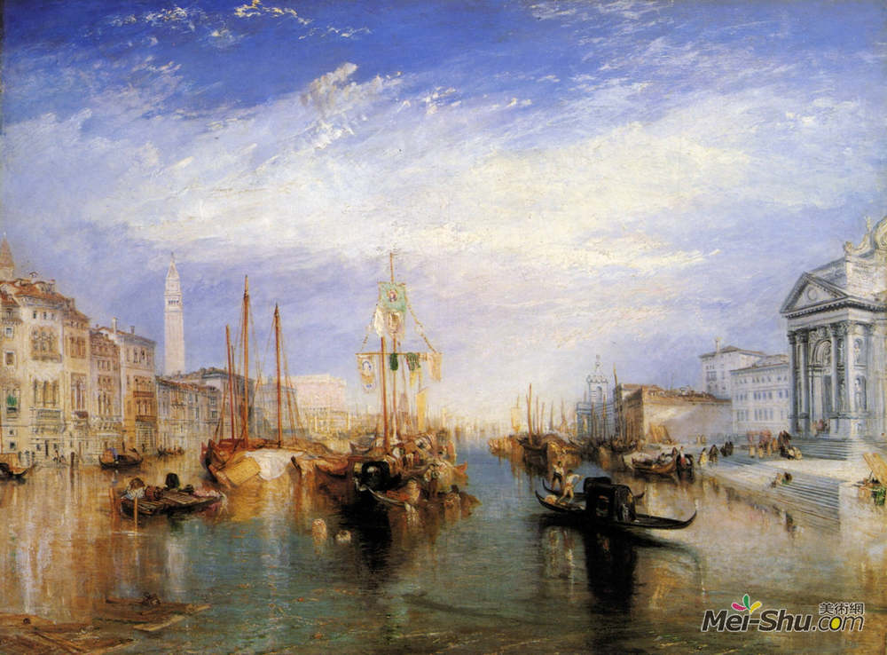 约瑟夫·马洛德·威廉·透纳(J.M.W. Turner)高清作品《威尼斯大运河，由威廉米勒雕刻而成》