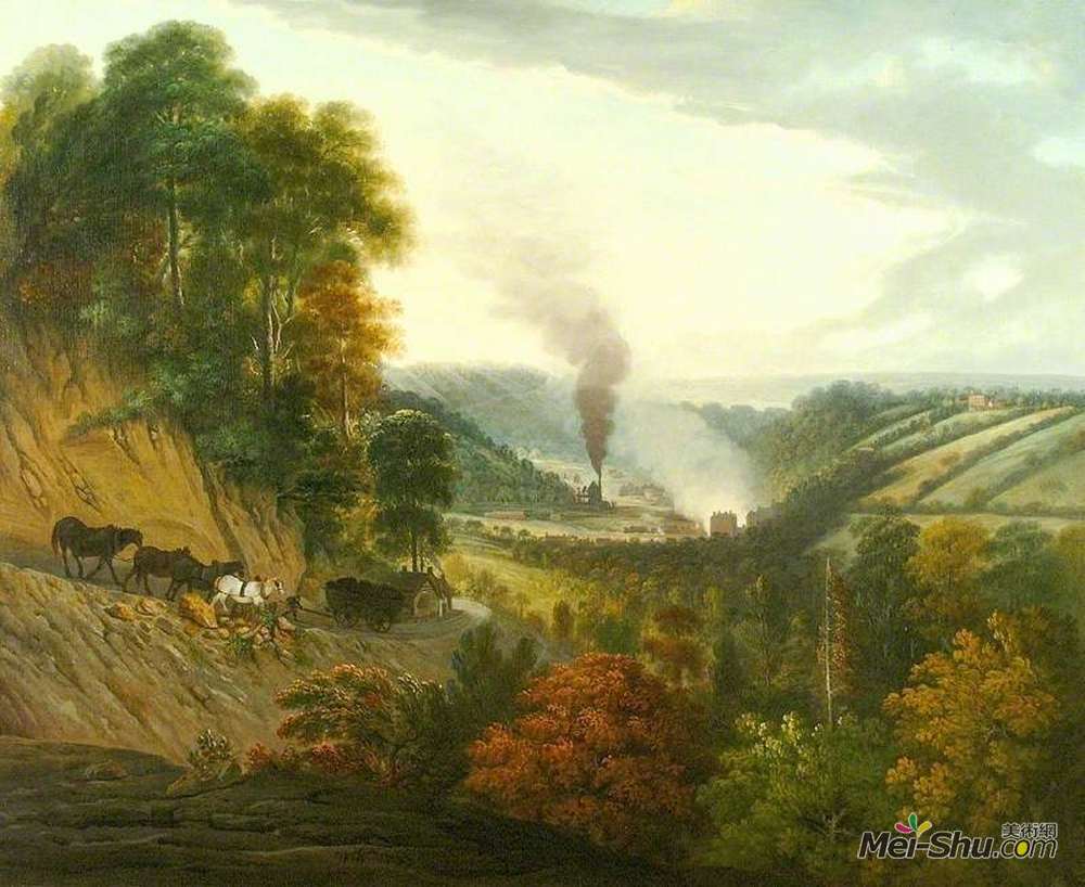 威廉·威廉姆斯(William Williams)高清作品《Morning View of Coalbrookdale, Shropshire》