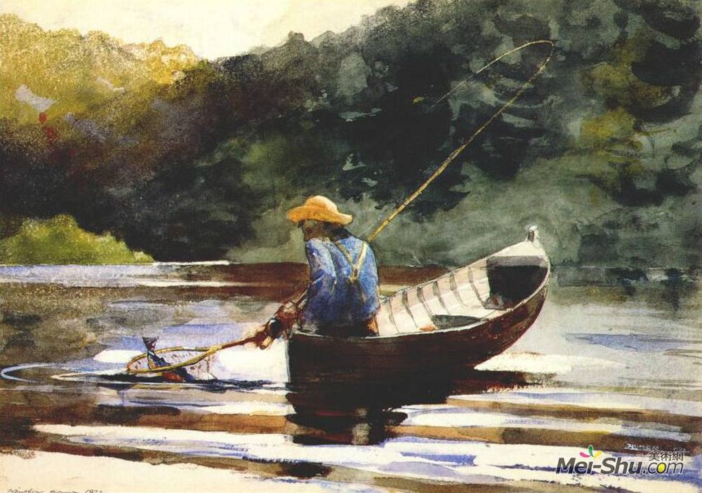 温斯洛·荷默(Winslow Homer)高清作品《男孩钓鱼》