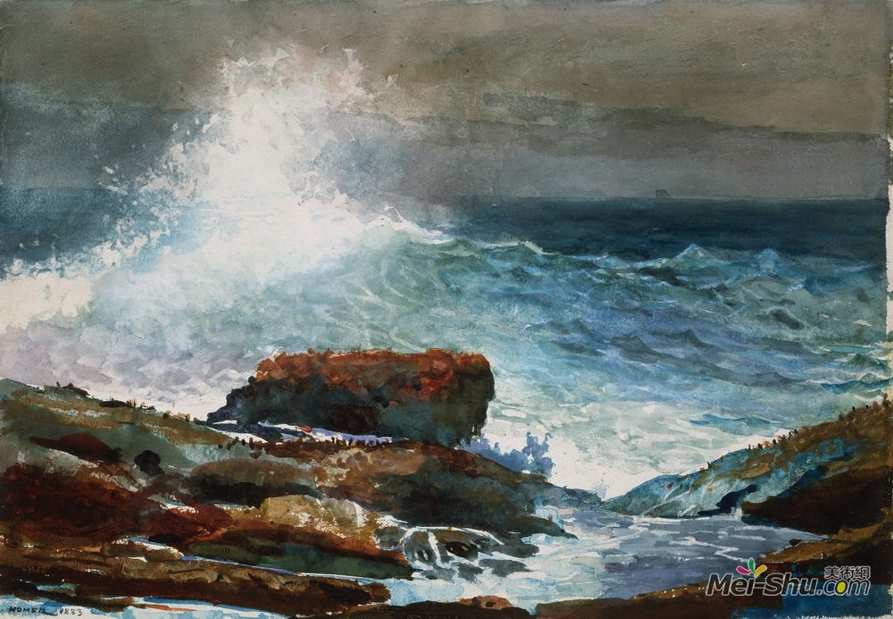 温斯洛·荷默(Winslow Homer)高清作品《进来的潮汐，斯卡伯罗缅因》