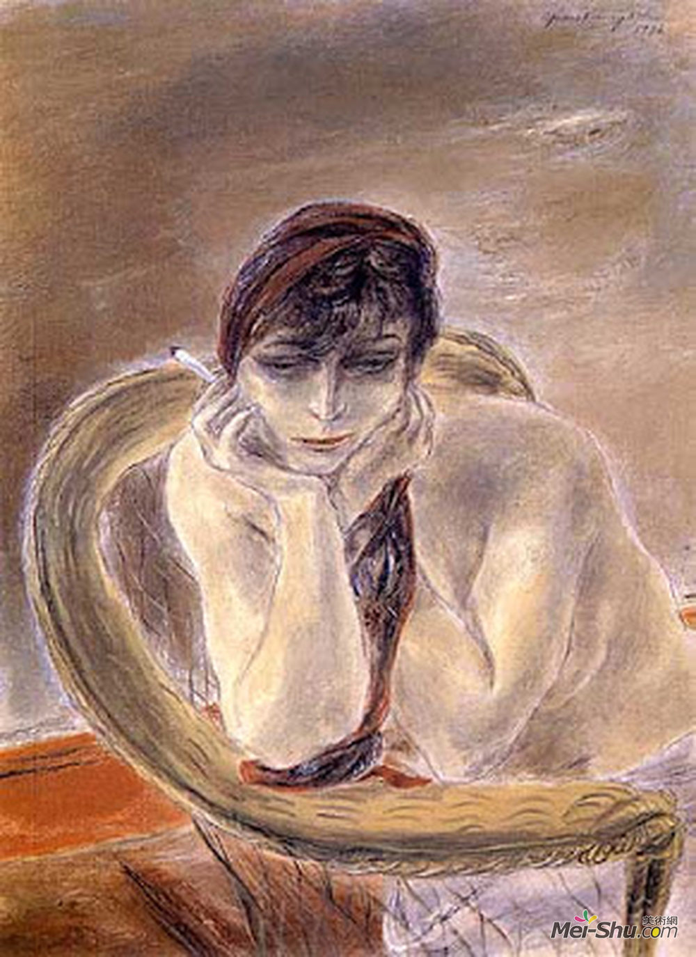国吉康雄(Yasuo Kuniyoshi)高清作品《戴着头巾的女孩》