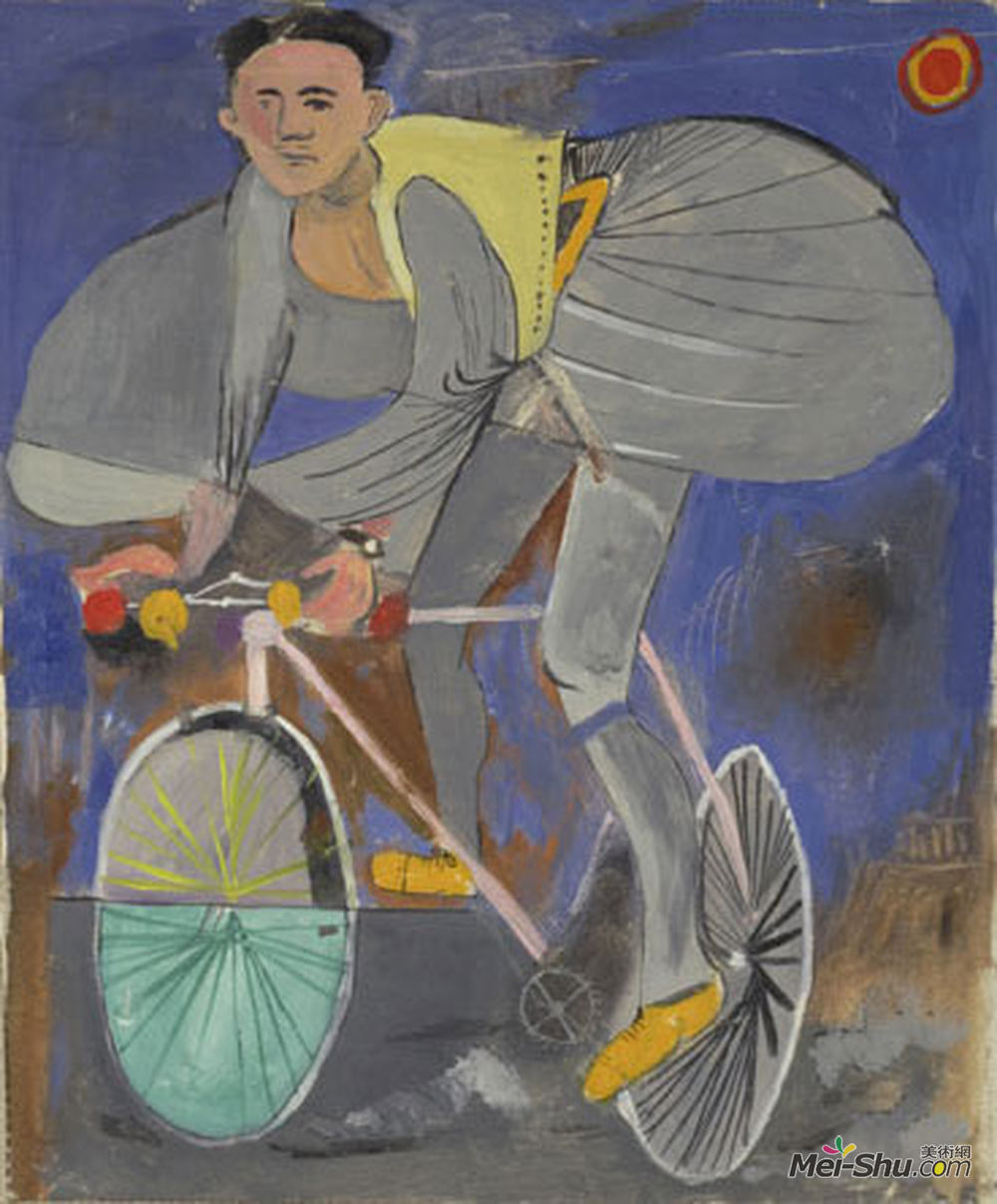 亚尼斯·查罗契斯(Yiannis Tsaroychis)高清作品《Cyclist dressed up (with traditional Greek costume) and a te》