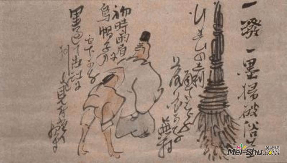 与谢芜村(Yosa Buson)高清作品《扫帚、诗歌和诗人》