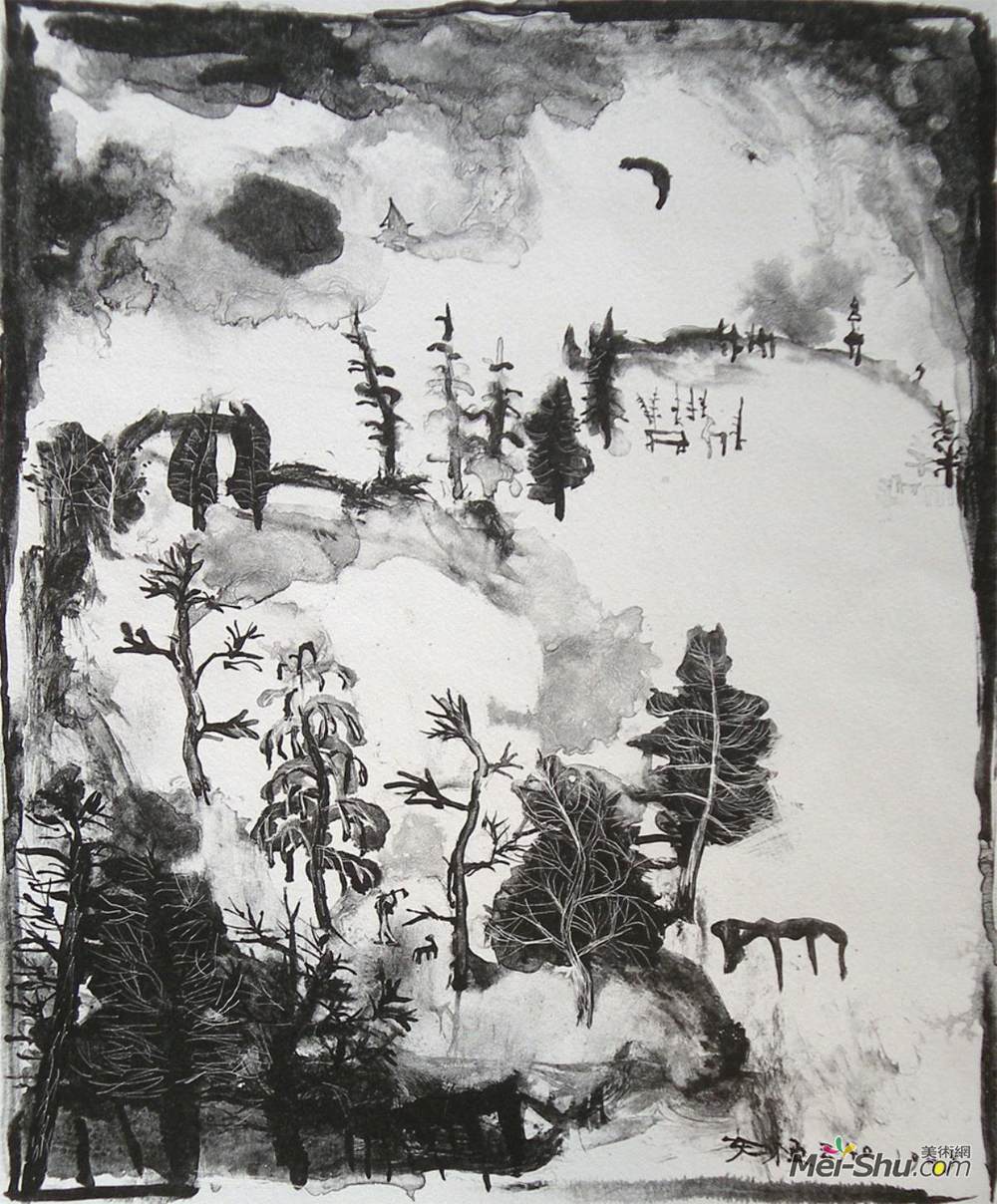 赵无极(Zao Wou-Ki)高清作品《在新月的风景》