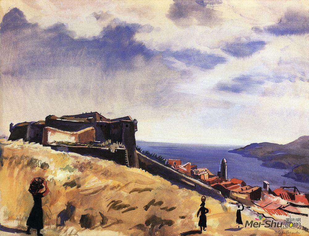 齐内达·塞莱布里阿库娃(Zinaida Serebriakova)高清作品《科利尤尔。堡垒》