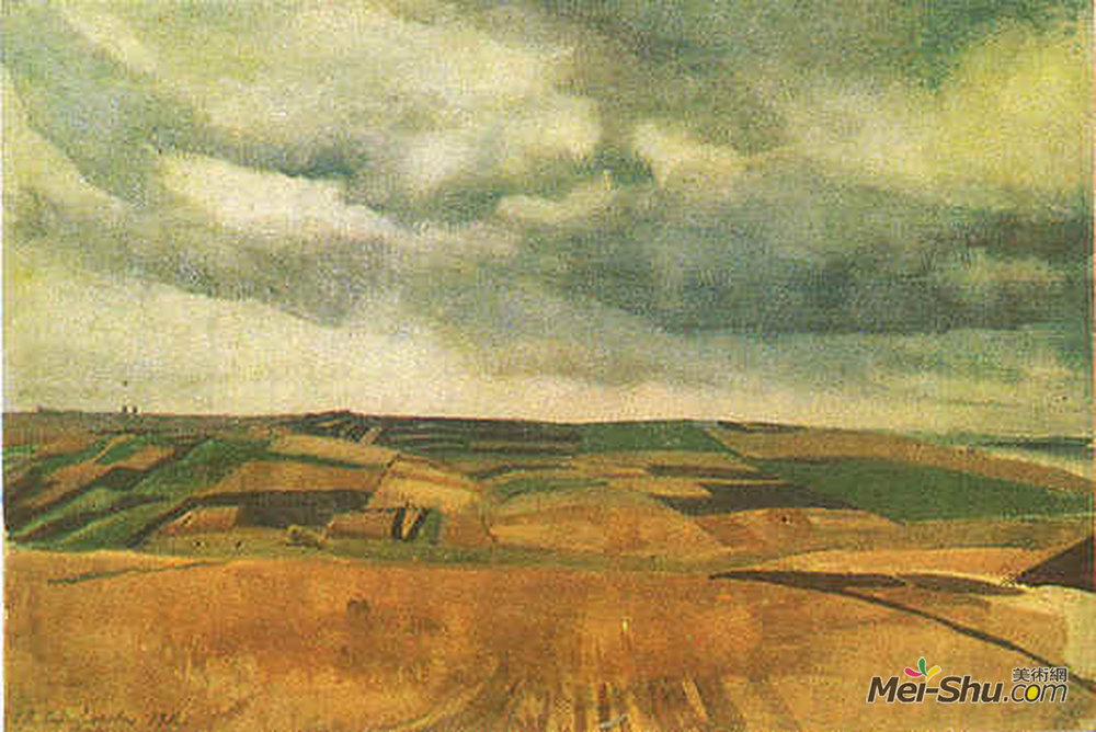 齐内达·塞莱布里阿库娃(Zinaida Serebriakova)高清作品《Fields in Neskuchnoye》