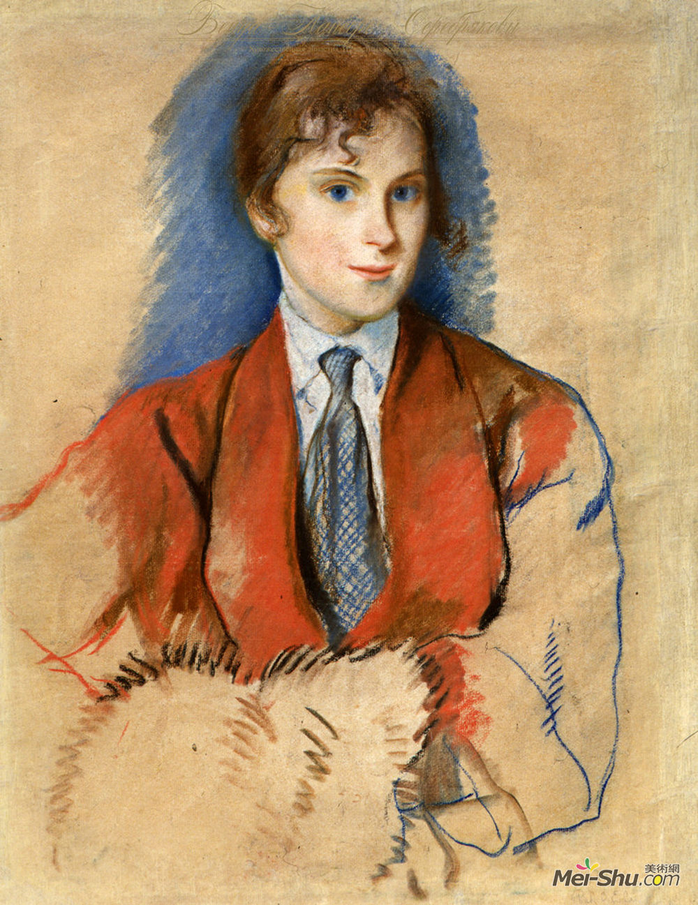 齐内达·塞莱布里阿库娃(Zinaida Serebriakova)高清作品《戴领带的女孩》