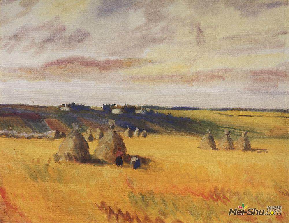 齐内达·塞莱布里阿库娃(Zinaida Serebriakova)高清作品《收获》