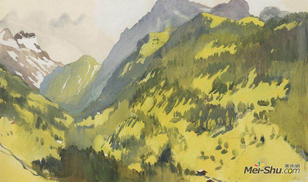 齐内达·塞莱布里阿库娃(Zinaida Serebriakova)高清作品《In the mountains. Switzerland》