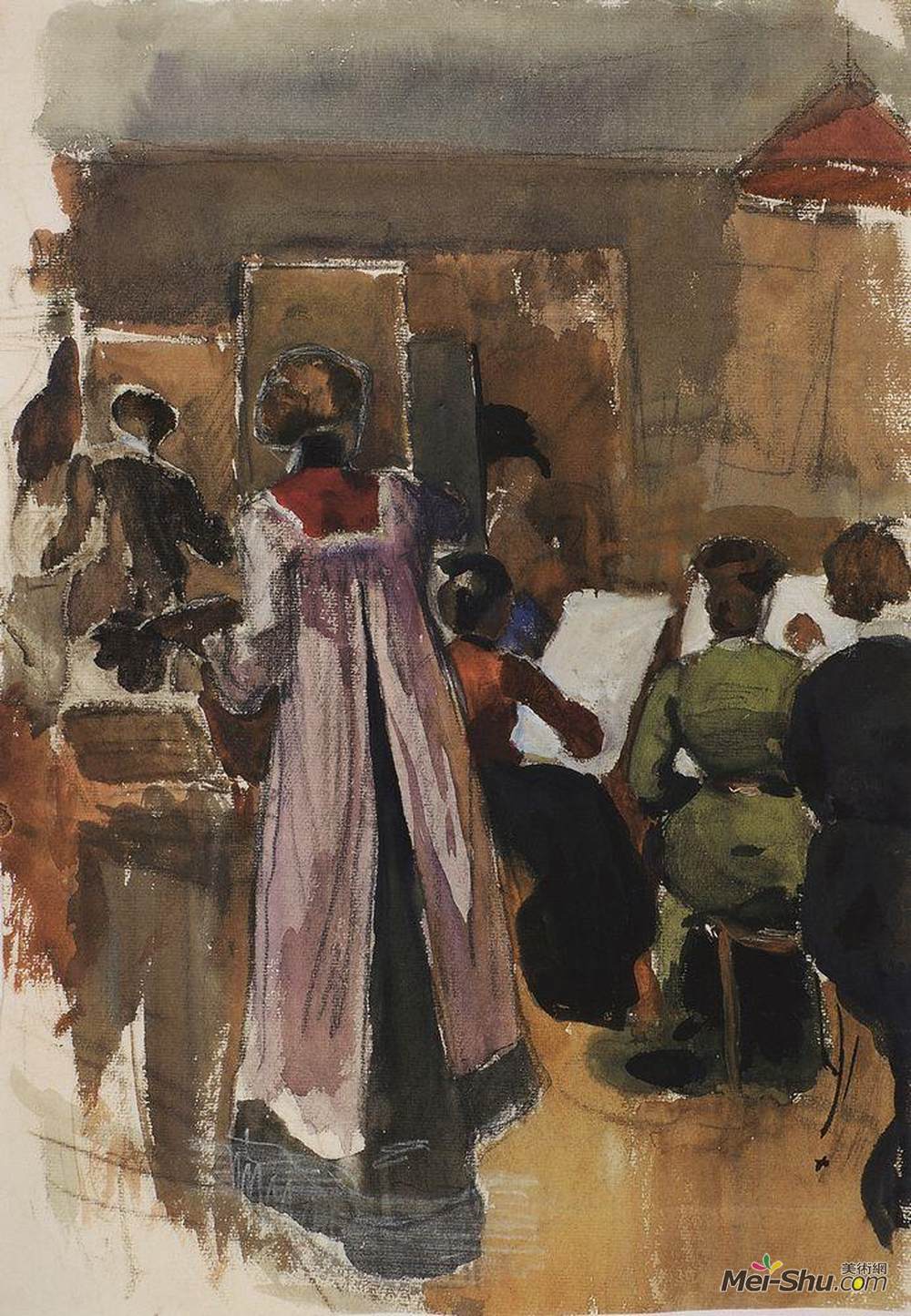 齐内达·塞莱布里阿库娃(Zinaida Serebriakova)高清作品《在法国的工作室》