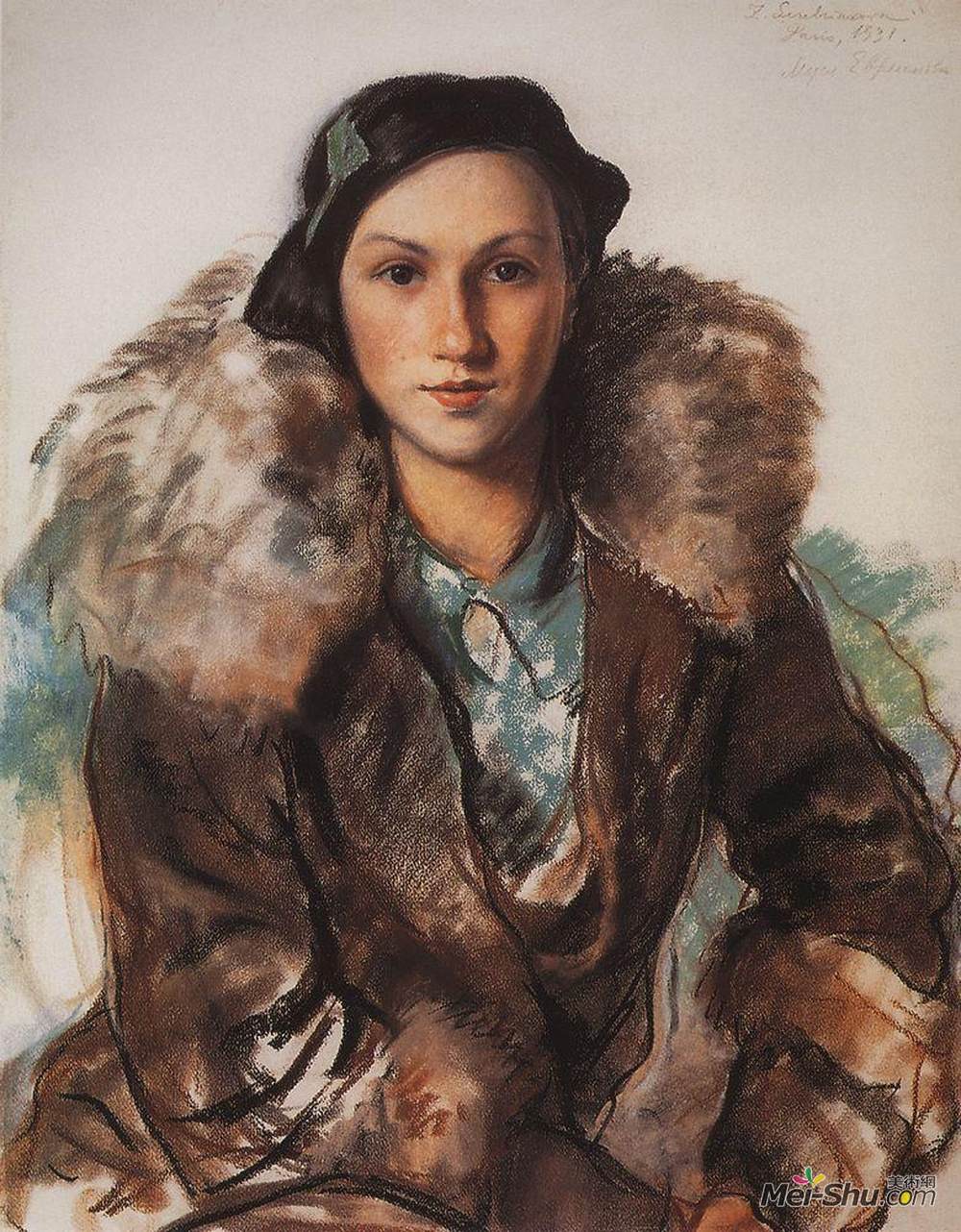 齐内达·塞莱布里阿库娃(Zinaida Serebriakova)高清作品《Maria Butakova nee Evreinova》