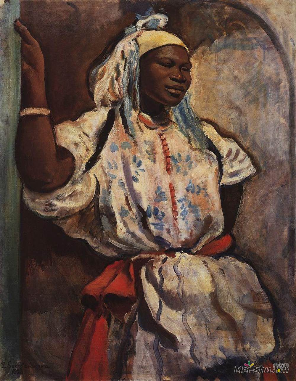 齐内达·塞莱布里阿库娃(Zinaida Serebriakova)高清作品《摩洛哥白人妇女》