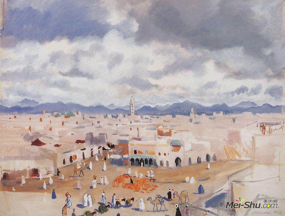 齐内达·塞莱布里阿库娃(Zinaida Serebriakova)高清作品《摩洛哥。马拉喀什》