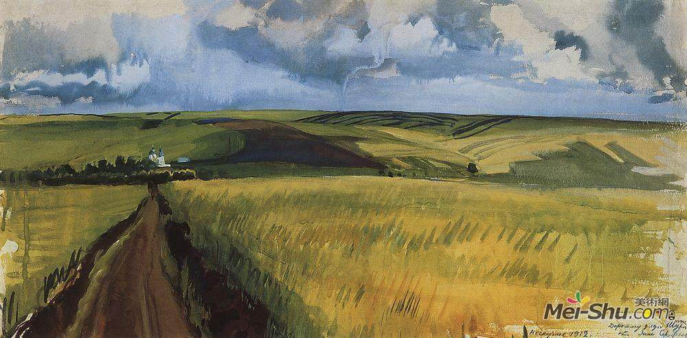 齐内达·塞莱布里阿库娃(Zinaida Serebriakova)高清作品《内斯库奇诺字段。》