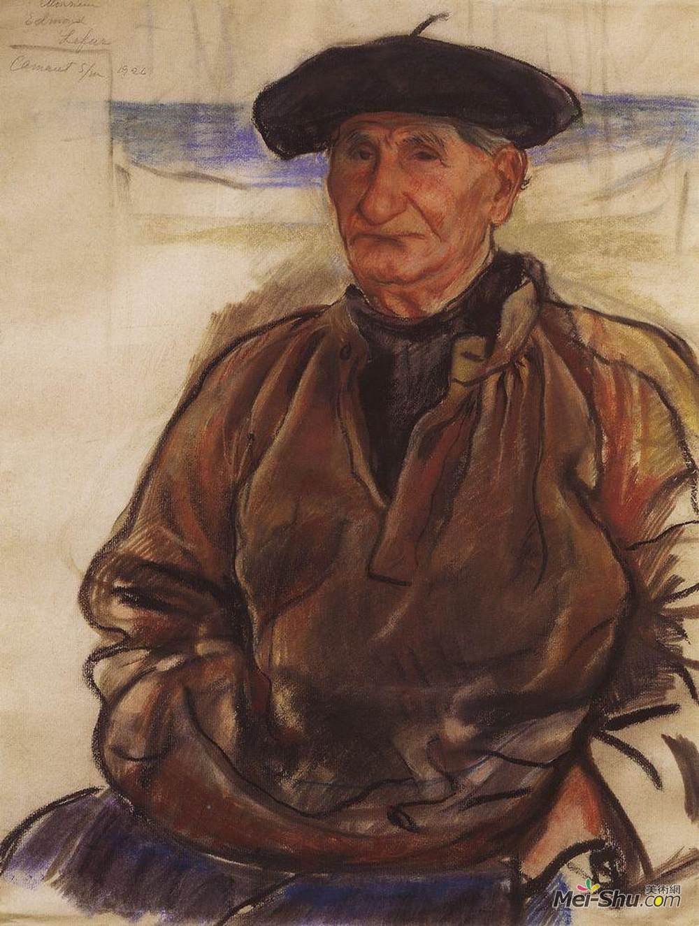 齐内达·塞莱布里阿库娃(Zinaida Serebriakova)高清作品《老渔夫》