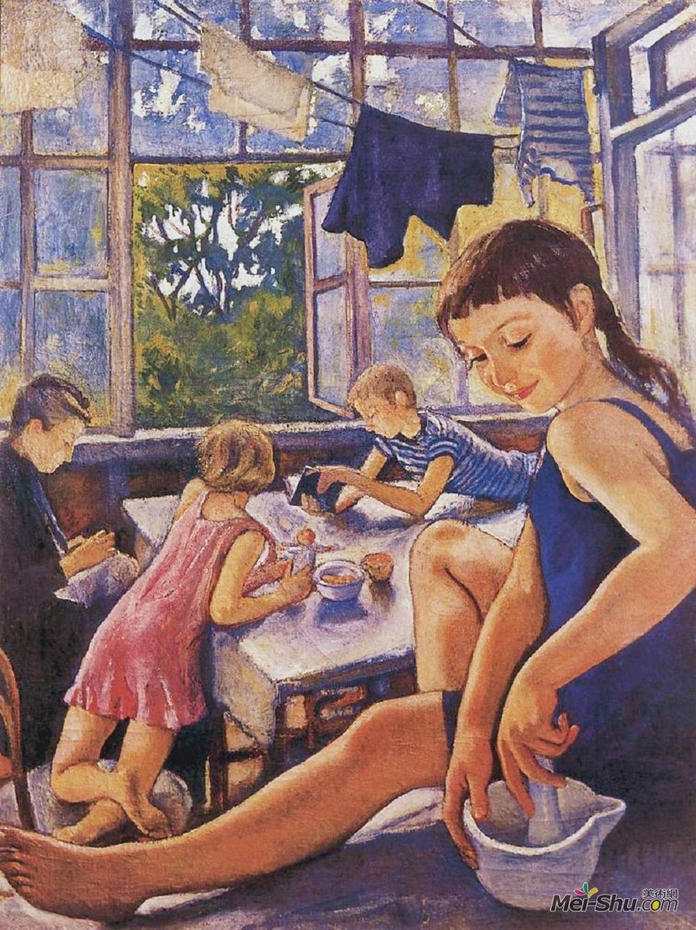 齐内达·塞莱布里阿库娃(Zinaida Serebriakova)高清作品《哈尔科夫的阳台》