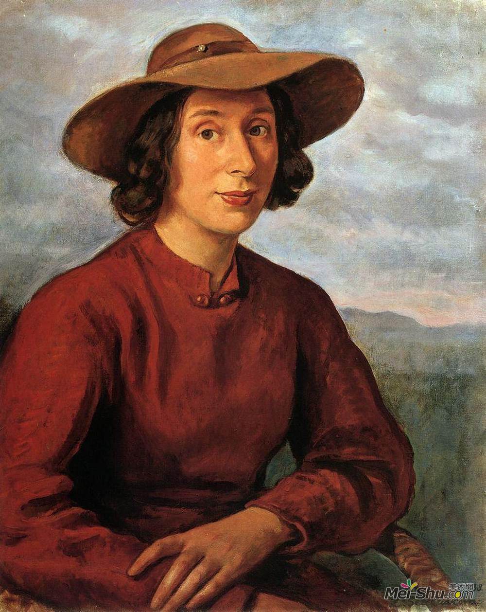 齐内达·塞莱布里阿库娃(Zinaida Serebriakova)高清作品《Portrait of A.A.Cherkesovoy-Benoit》