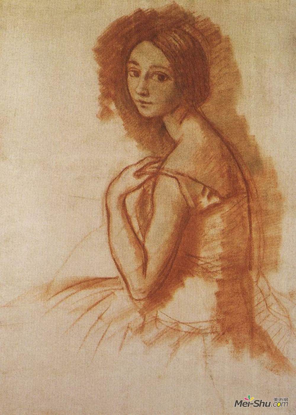 齐内达·塞莱布里阿库娃(Zinaida Serebriakova)高清作品《Portrait of a ballerina L.A. Ivanova》