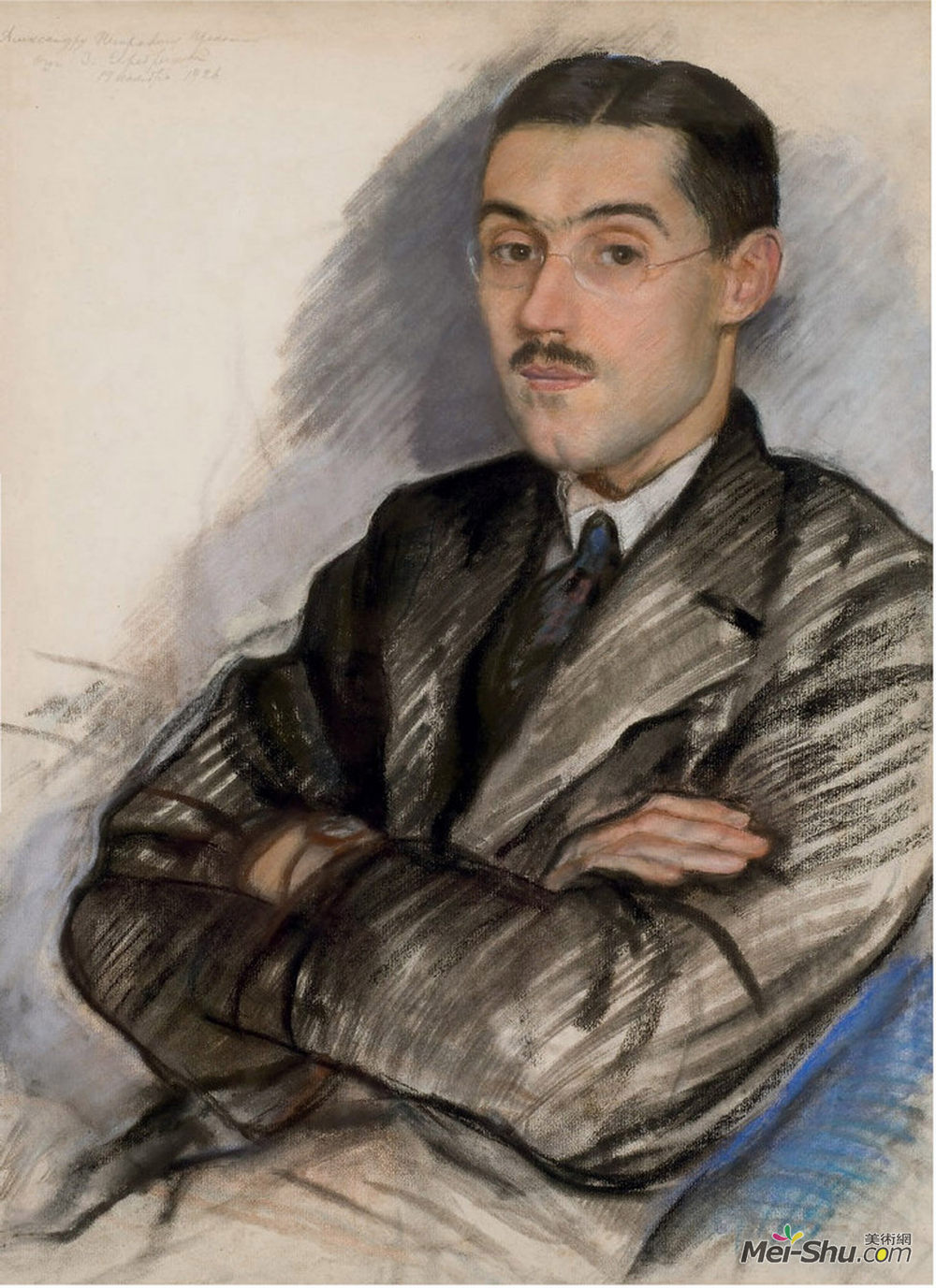 齐内达·塞莱布里阿库娃(Zinaida Serebriakova)高清作品《Portrait of Aleksandr Petrovich Prokopenko》
