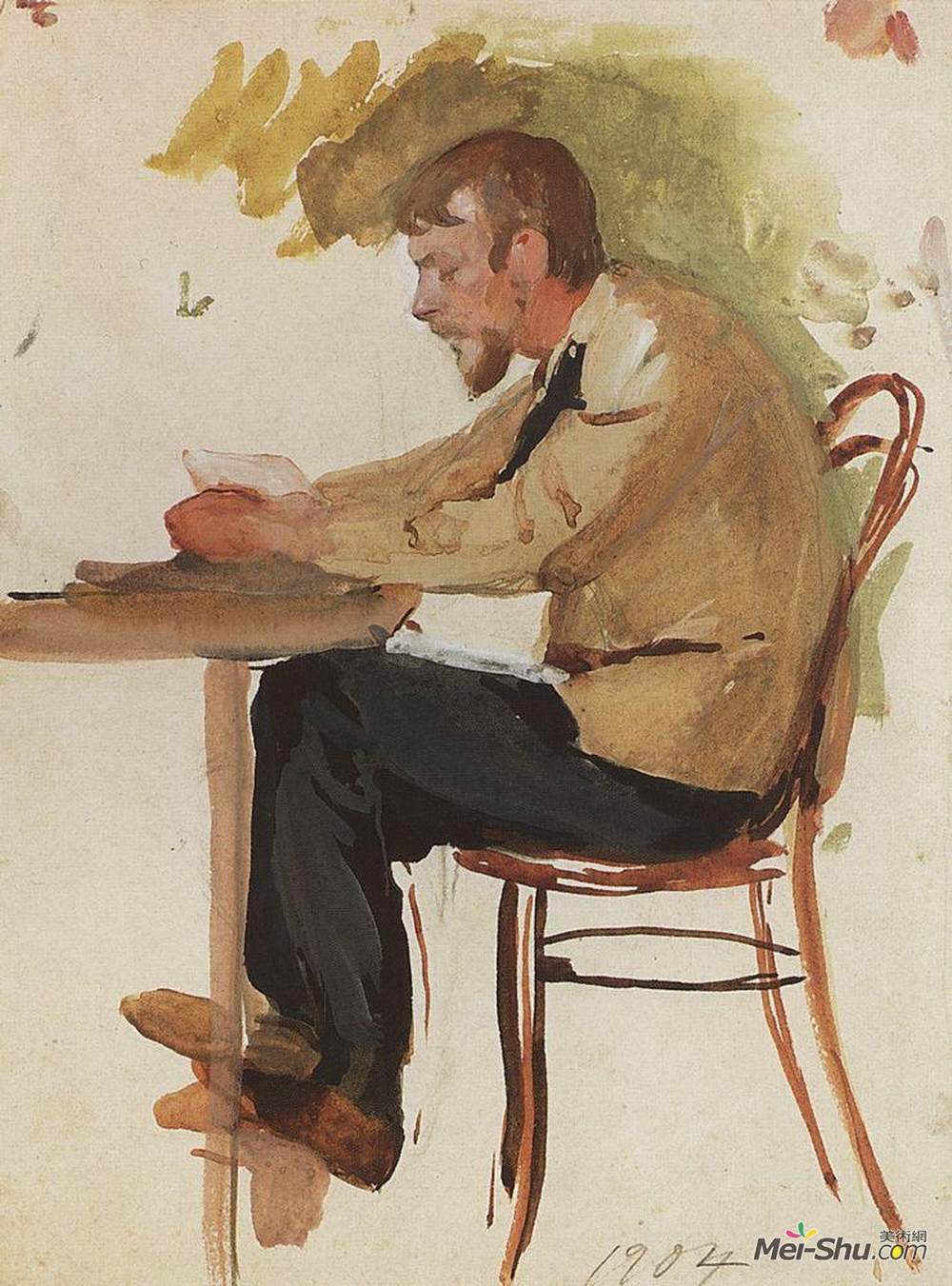 齐内达·塞莱布里阿库娃(Zinaida Serebriakova)高清作品《Portrait of Boris Serebryakov》