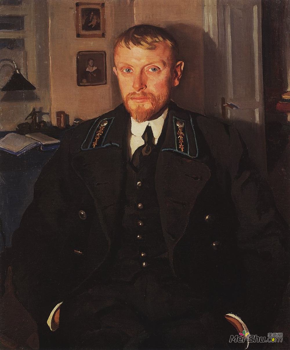 齐内达·塞莱布里阿库娃(Zinaida Serebriakova)高清作品《Portrait of Boris Serebryakov》