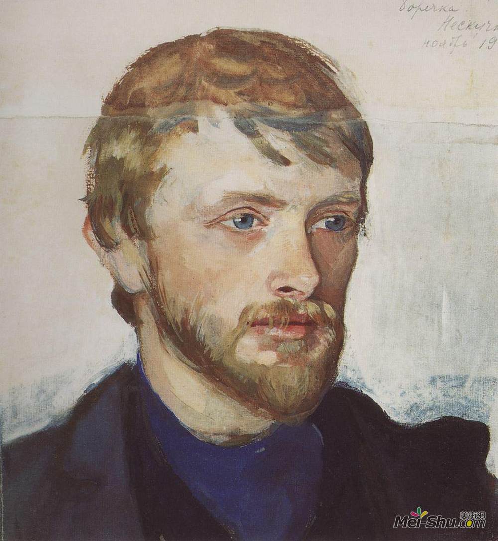 齐内达·塞莱布里阿库娃(Zinaida Serebriakova)高清作品《Portrait of Boris Serebryakov》