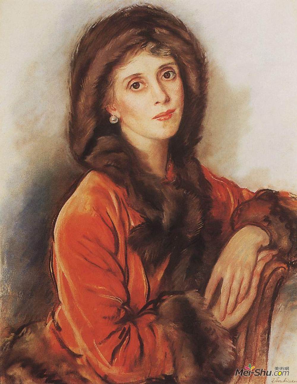 齐内达·塞莱布里阿库娃(Zinaida Serebriakova)高清作品《Portrait of Countess Rosario Zubova》