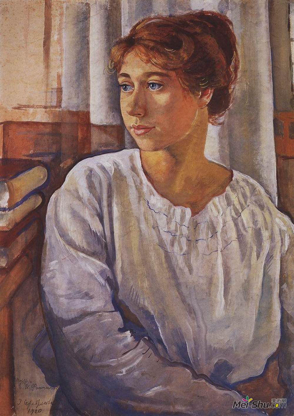 齐内达·塞莱布里阿库娃(Zinaida Serebriakova)高清作品《Portrait of E.I. Finogenova》