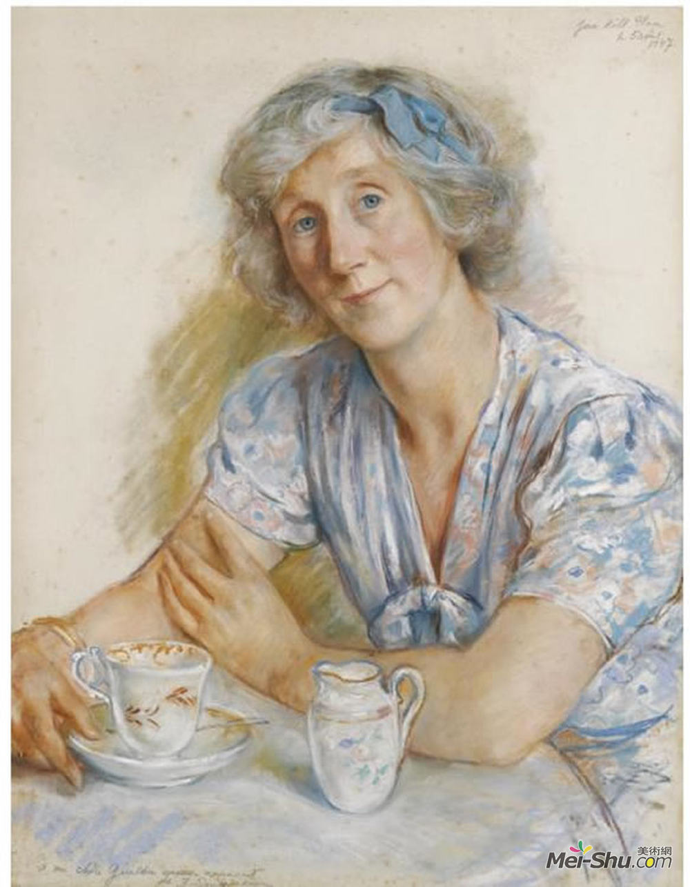 齐内达·塞莱布里阿库娃(Zinaida Serebriakova)高清作品《Portrait of Geraldine Cobb》