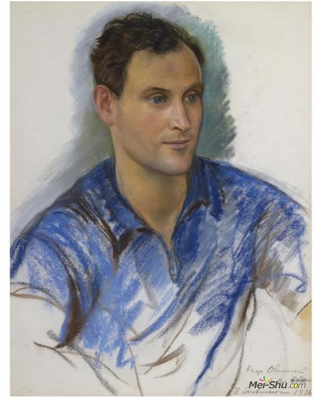 齐内达·塞莱布里阿库娃(Zinaida Serebriakova)高清作品《Portrait of Prince Vsevolod Obolensky》