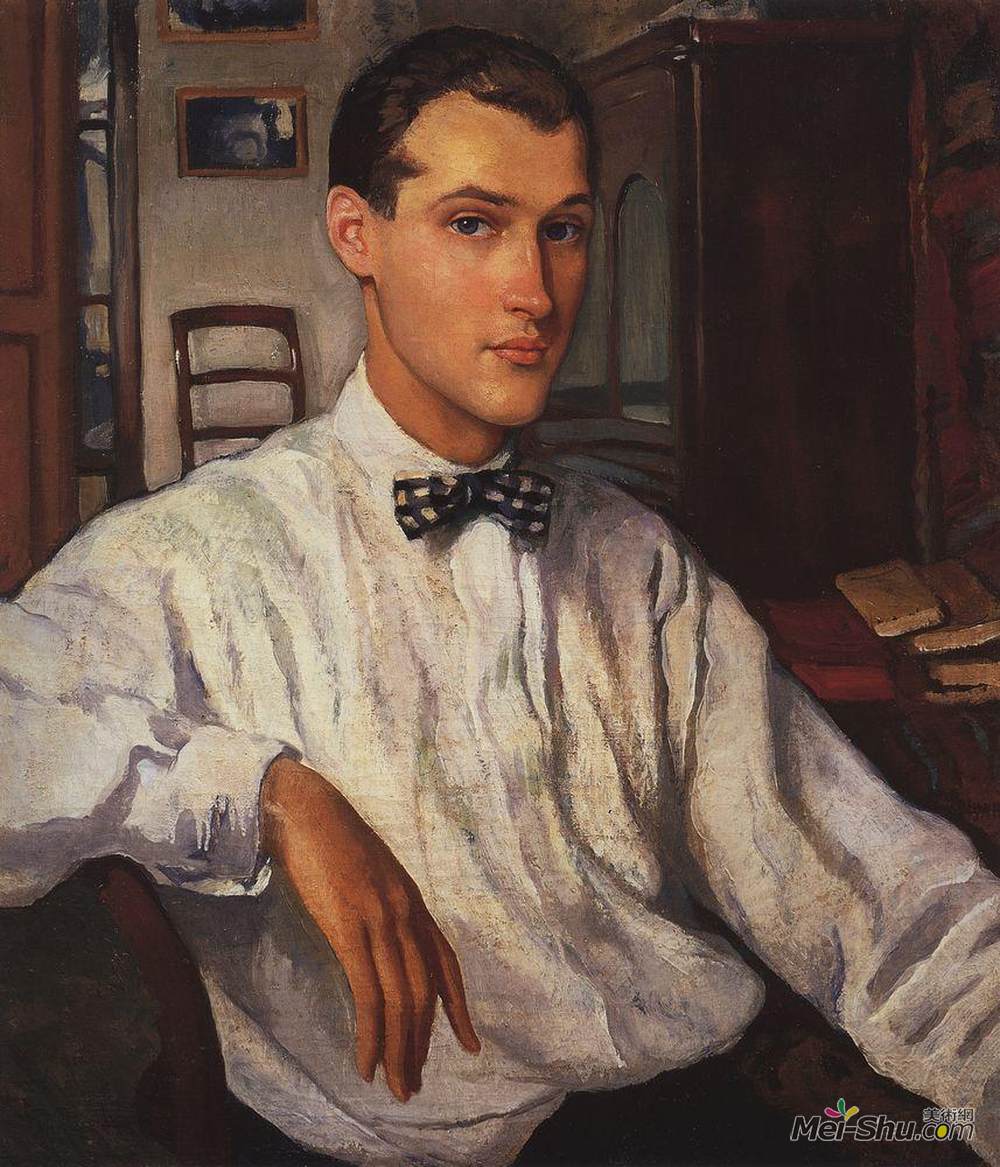 齐内达·塞莱布里阿库娃(Zinaida Serebriakova)高清作品《Portrait of R. Ernst》