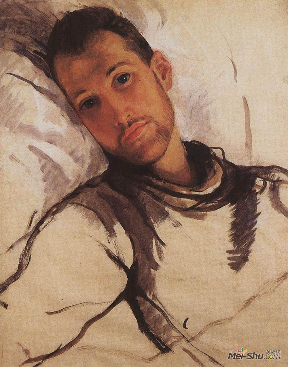 齐内达·塞莱布里阿库娃(Zinaida Serebriakova)高清作品《Portrait of R. Ernst》