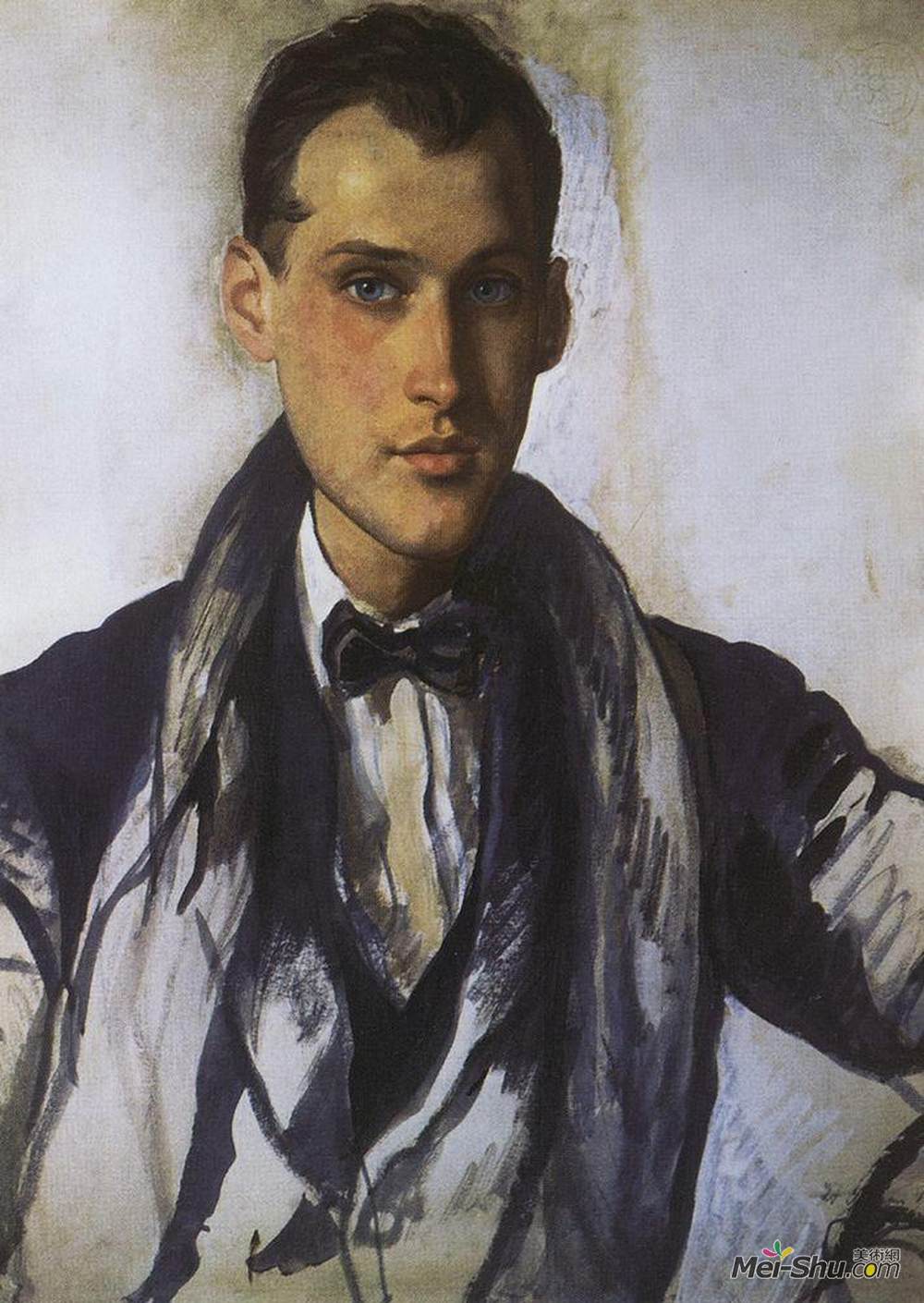 齐内达·塞莱布里阿库娃(Zinaida Serebriakova)高清作品《Portrait of Sergei Rostislavovich Ernst》