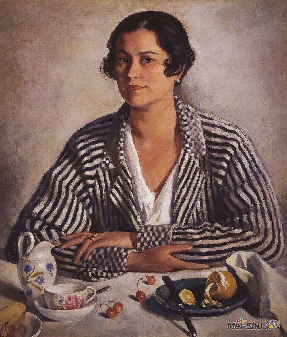 齐内达·塞莱布里阿库娃(Zinaida Serebriakova)高清作品《Portrait of Troinitsky》