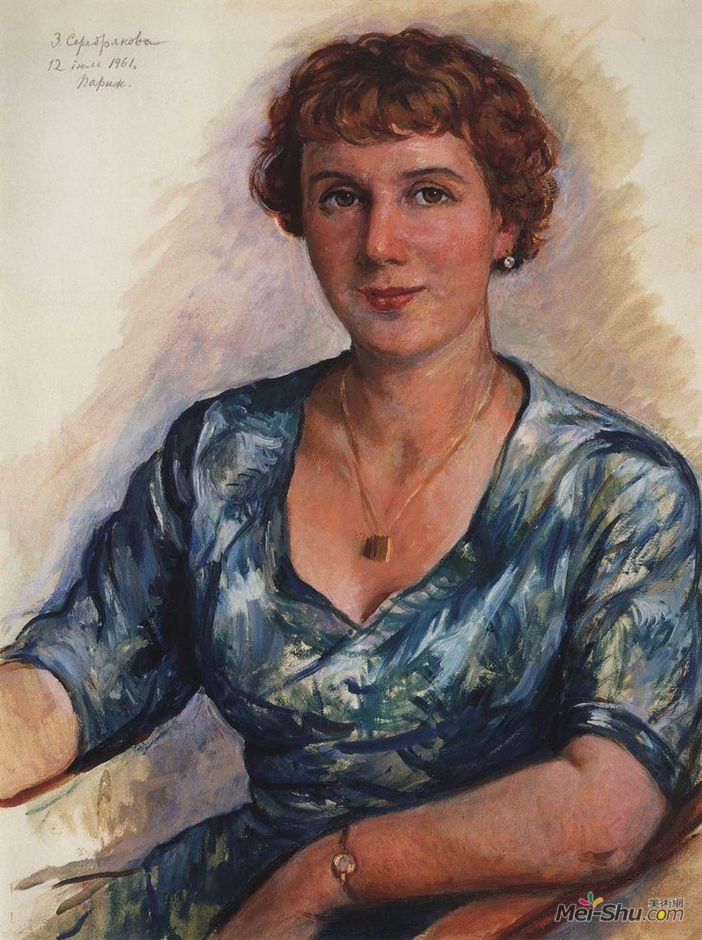 齐内达·塞莱布里阿库娃(Zinaida Serebriakova)高清作品《Portrait Z.N. Martynovskaya》